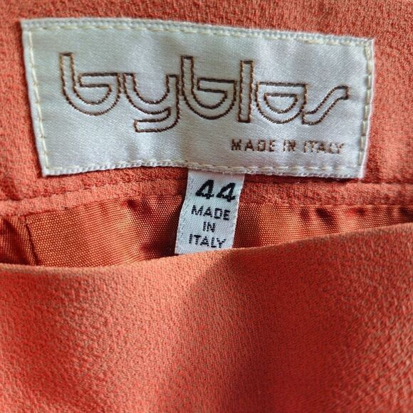 Vintage Byblos Italian Burnt Orange Tailored Open Front '80s Skirt Suit Set 44/8 - Picture 8 of 15